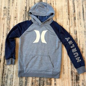 Boys Size 7 Hurley Blue Logo Hoodie Hooded Sweatshirt Lightweight
